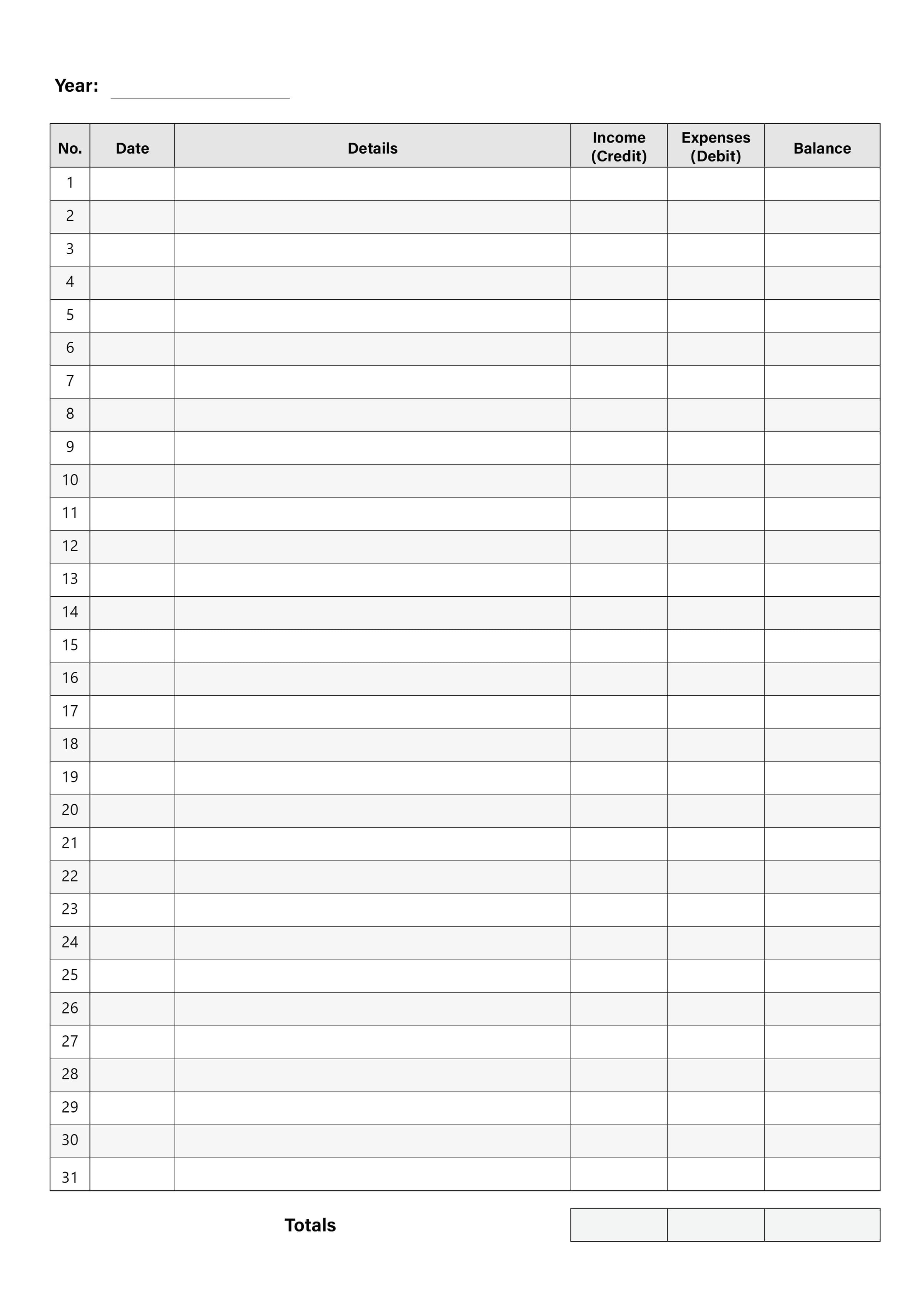 Yearly Accounting Ledger Template – General Ledger Sheet