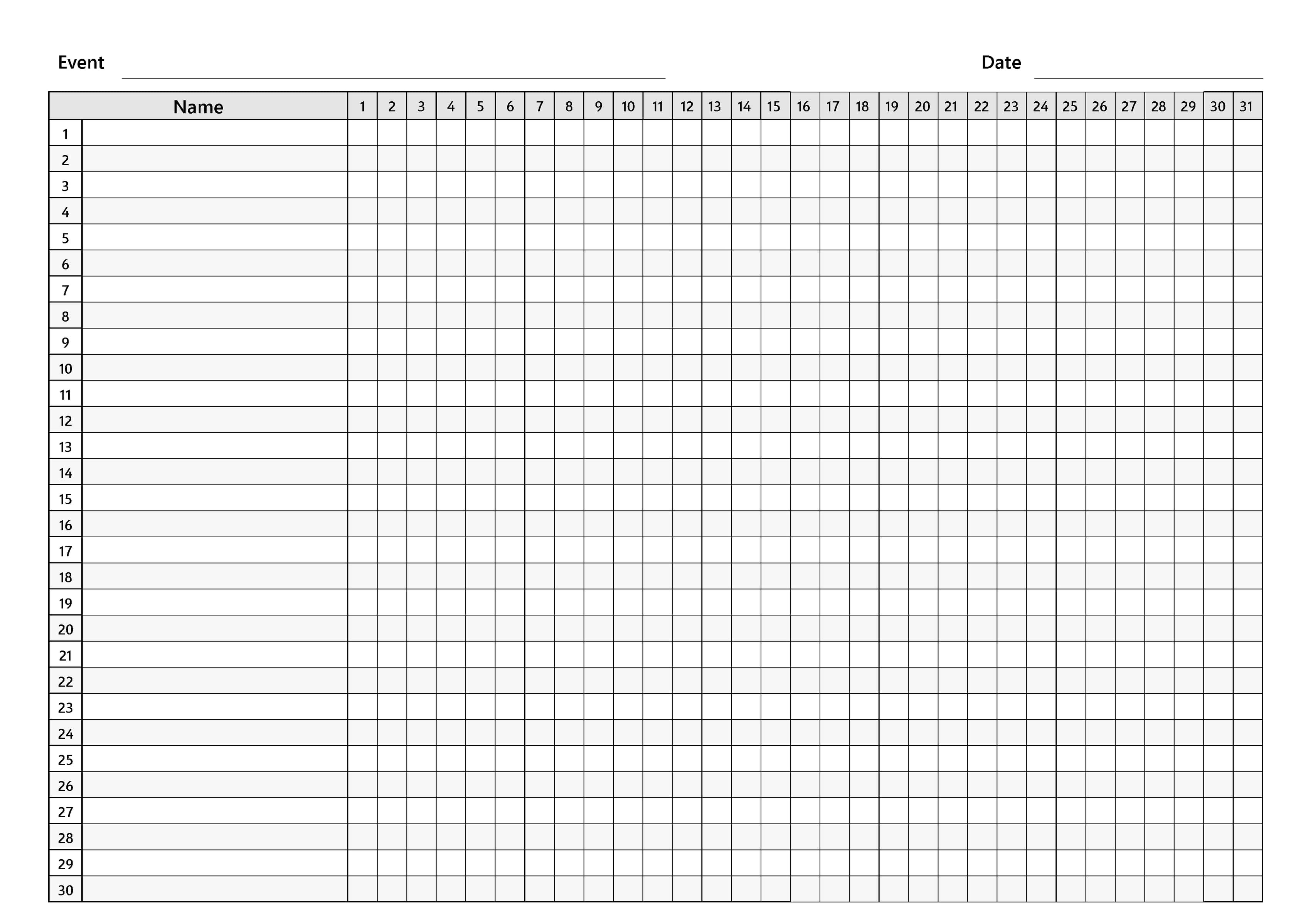 Event Attendance Tracker – Printable Attendance Log Sheet