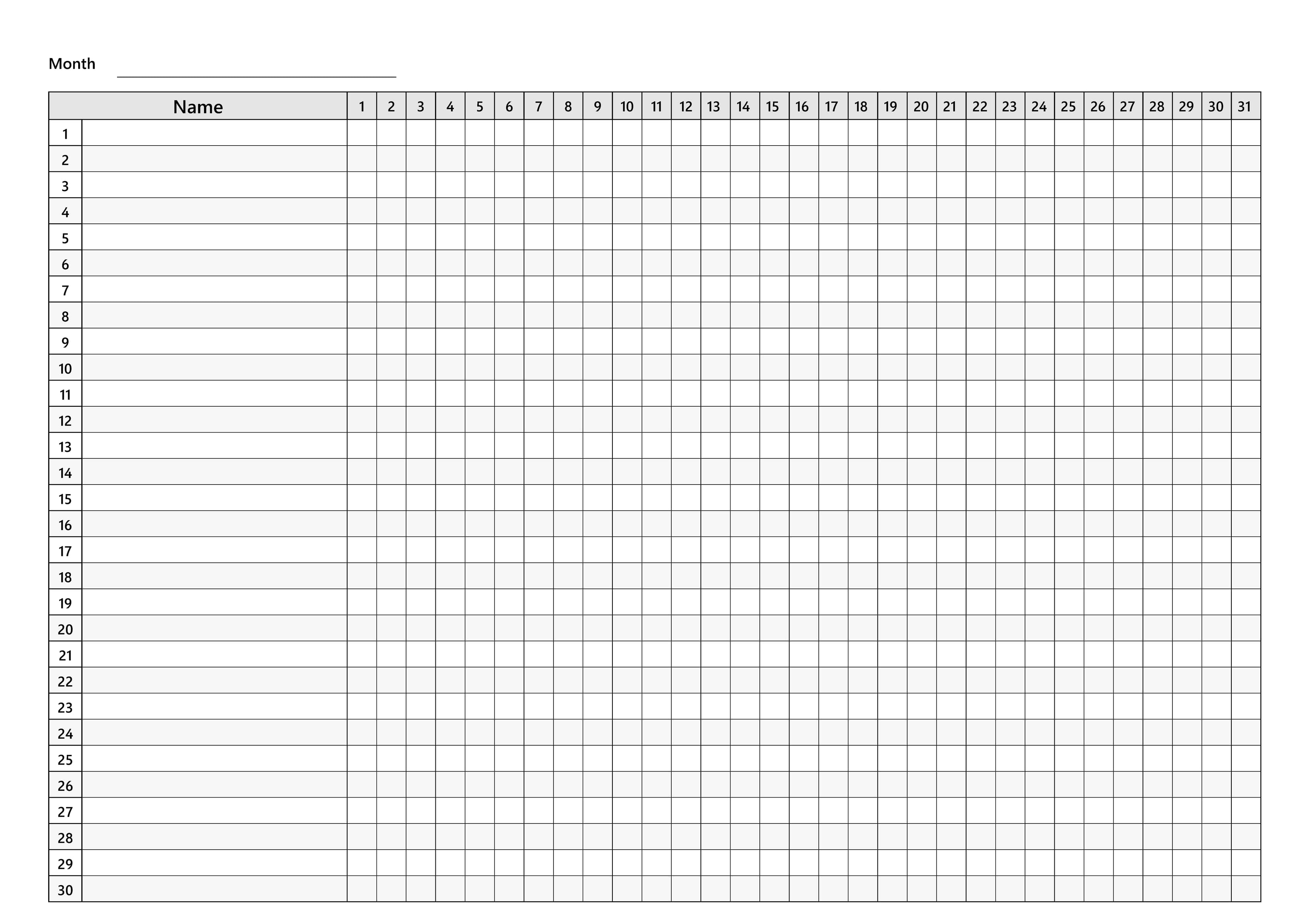 Monthly Attendance Tracker – Printable Attendance Record Sheet