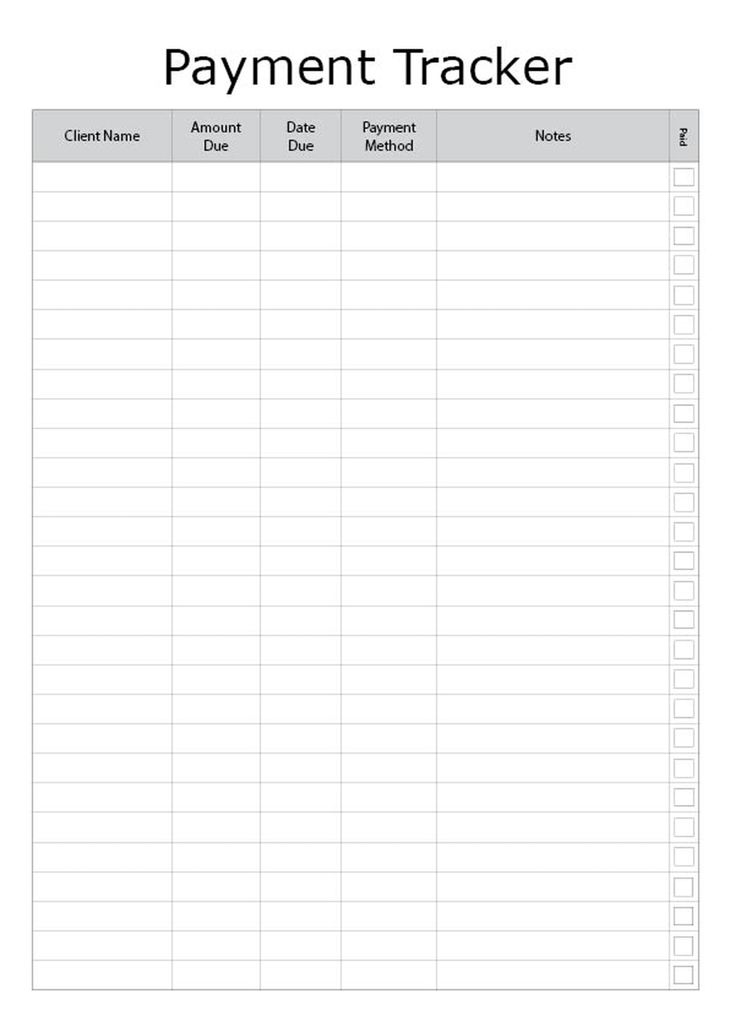 Simple Payment Tracker – Printable Client Fee Payment Log