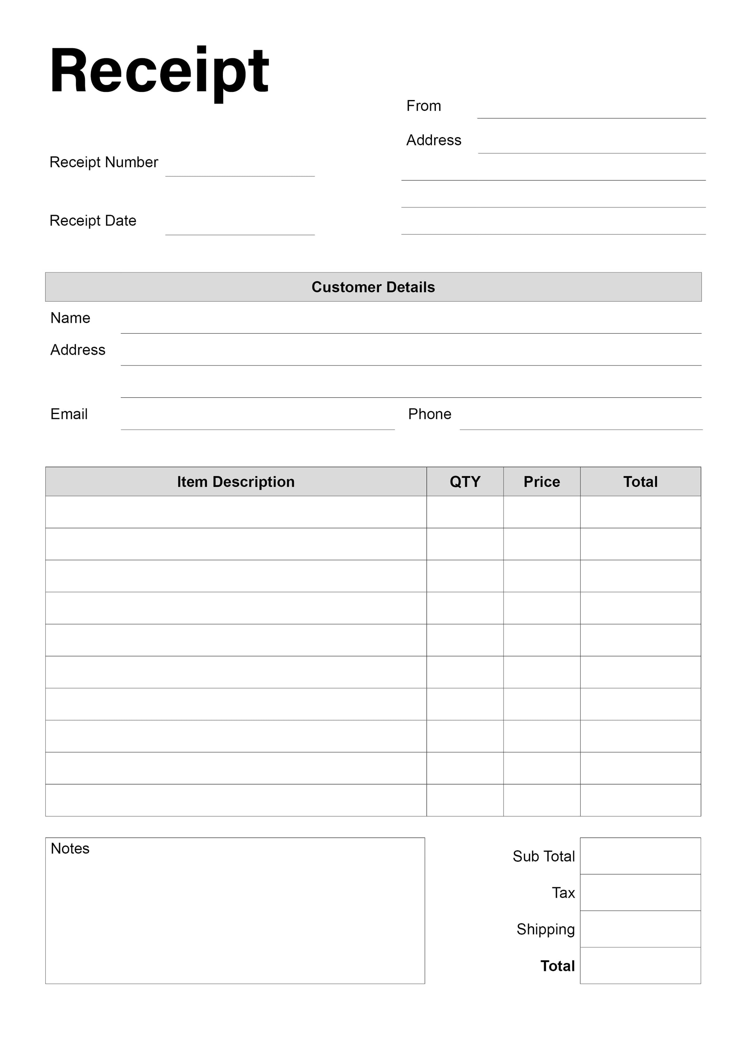 Printable Receipt Template – A4 & US Letter Minimal Receipt