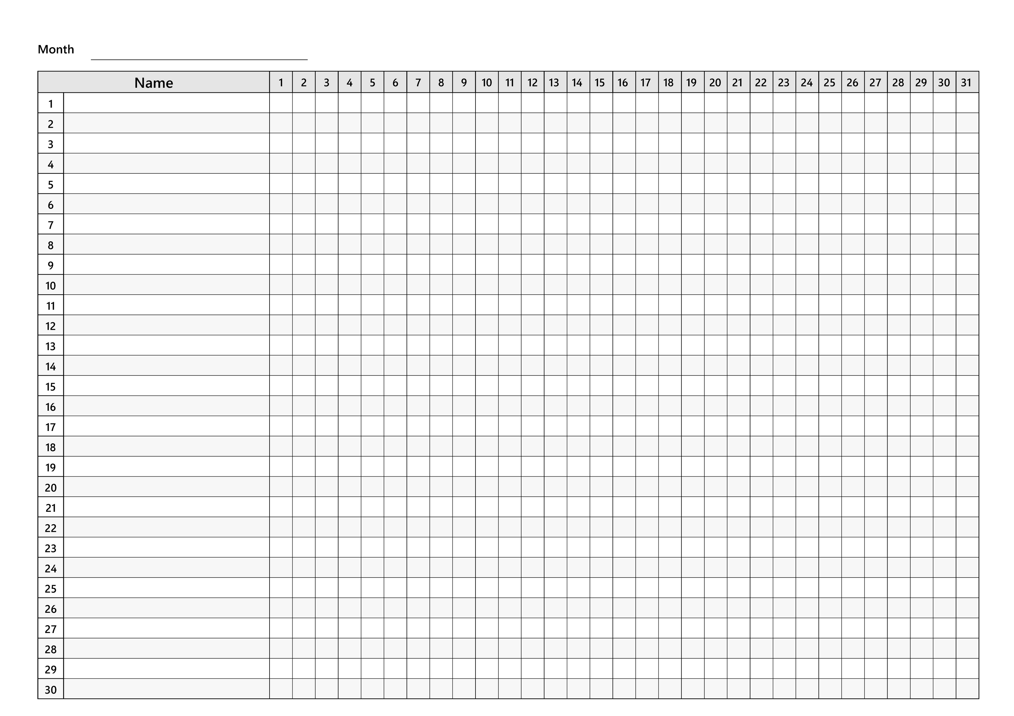 Monthly Attendance Tracker – Printable Attendance Record Sheet
