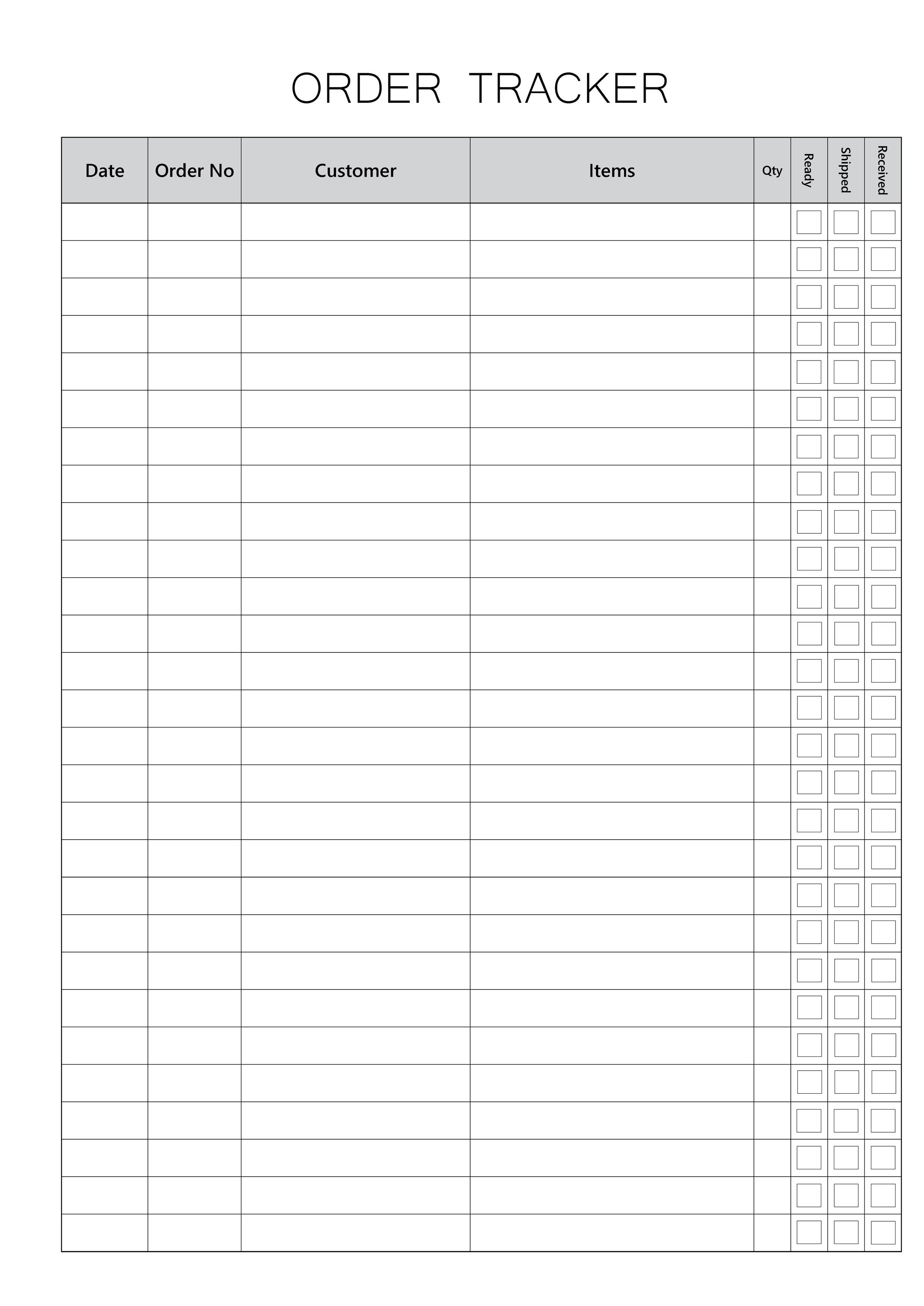 Printable Order Tracker – Customer Order History & Sales Log