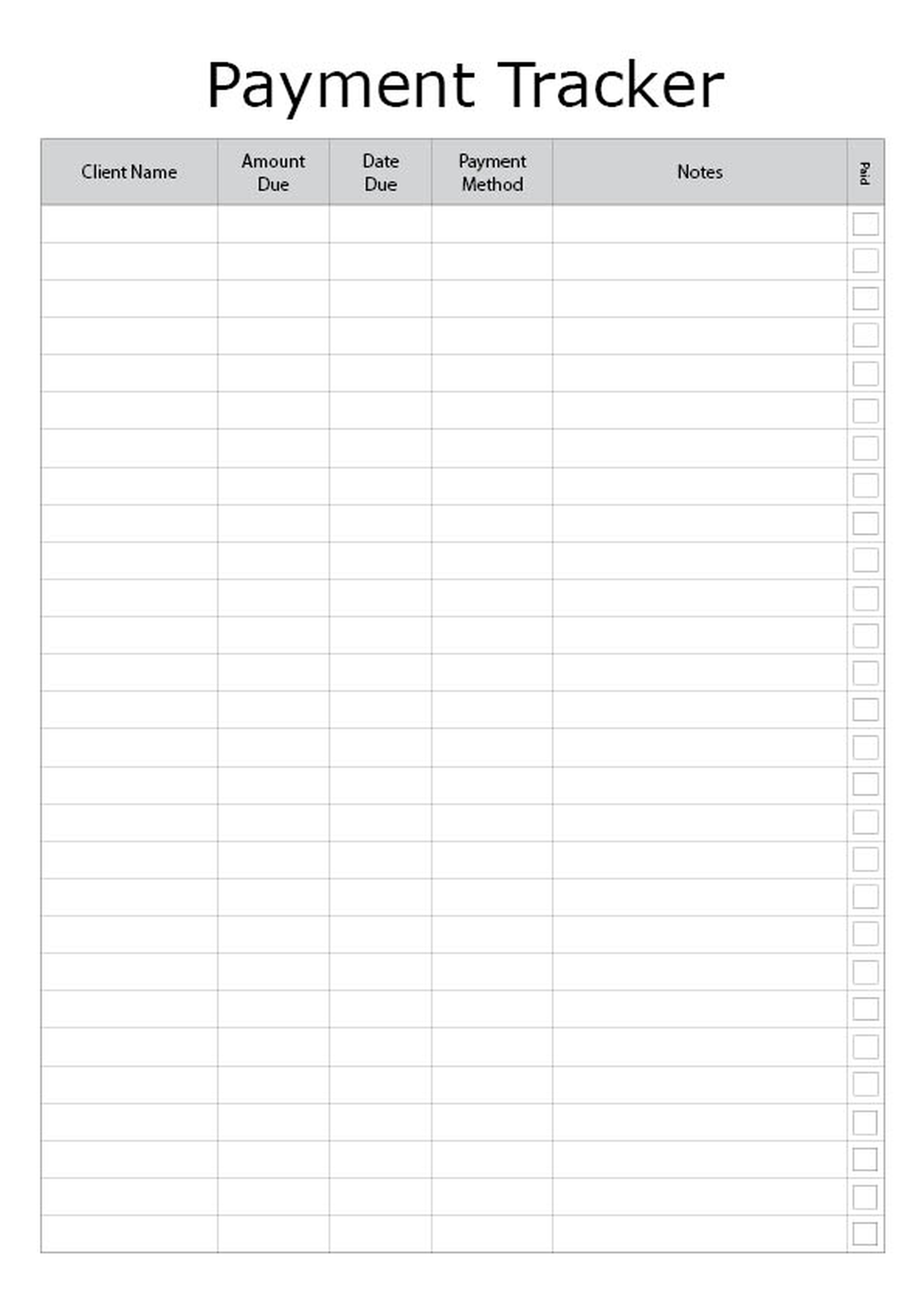 Simple Payment Tracker – Printable Client Fee Payment Log