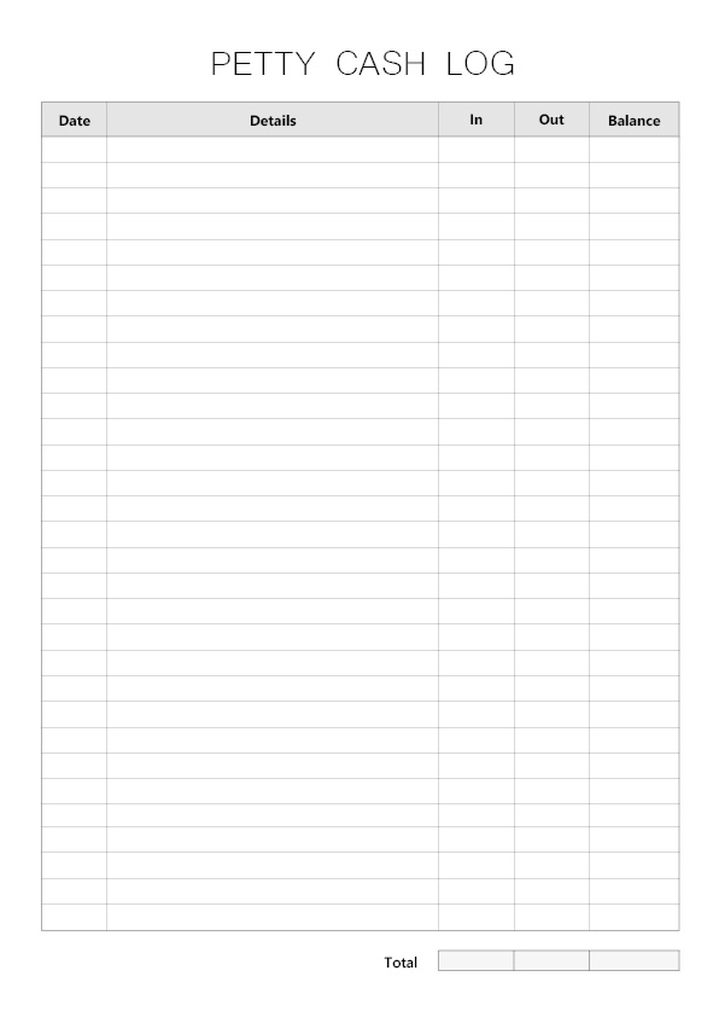 Printable Petty Cash Log – Small Business Cash In/Out Sheet